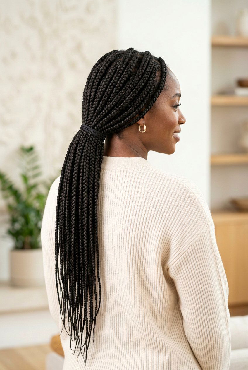 Box braid low ponytail - 20 low ponytail hairstyles - 20 low ponytail hairstyles
