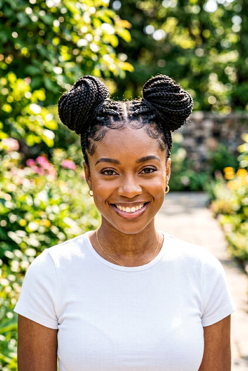 Box braids space buns - 20 box braids bun hairstyle - 20 box braids bun hairstyle
