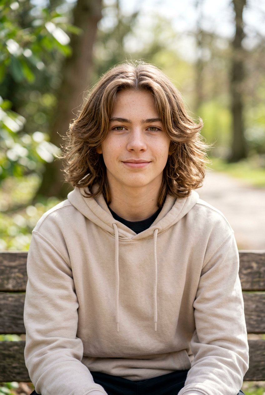 Boys Middle Part Curtain Fringe - 20 boys haircut with longer top