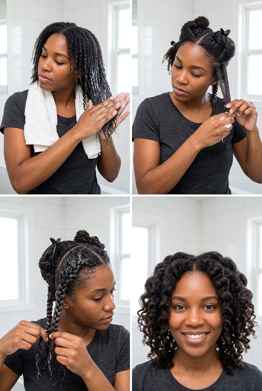 Braid Out Blowout on Medium Natural Hair for Extra Stretch - 20 braid out on medium natural hair - 20 braid out on medium natural hair