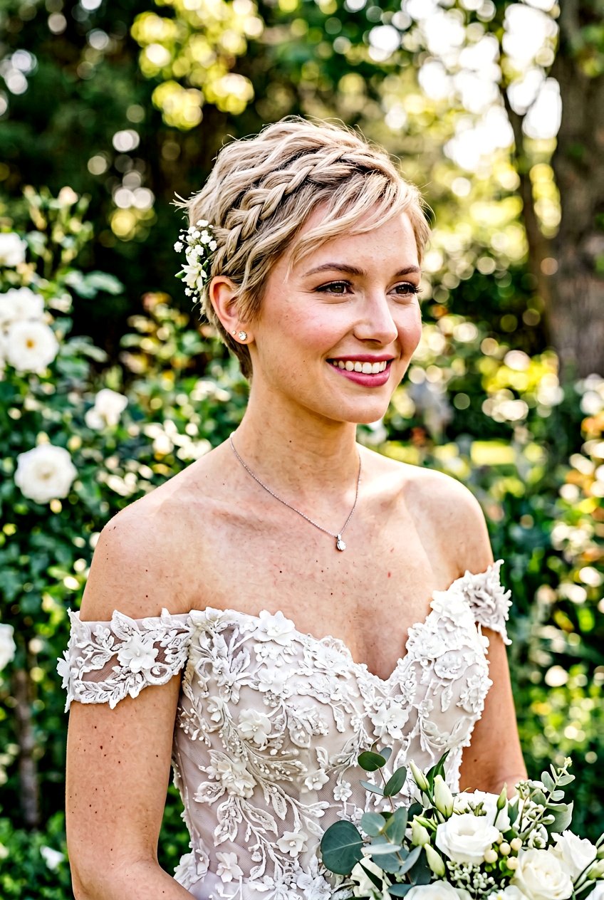 Braided Accent Pixie Hair - 20 bridal hairstyle for short pixie hair - 20 bridal hairstyle for short pixie hair
