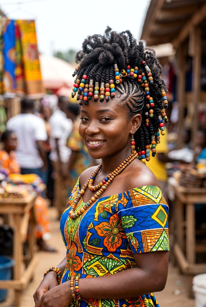 Braided Afro Mohawk With Beads - 20 afro mohawk hairstyle - 20 afro mohawk hairstyle