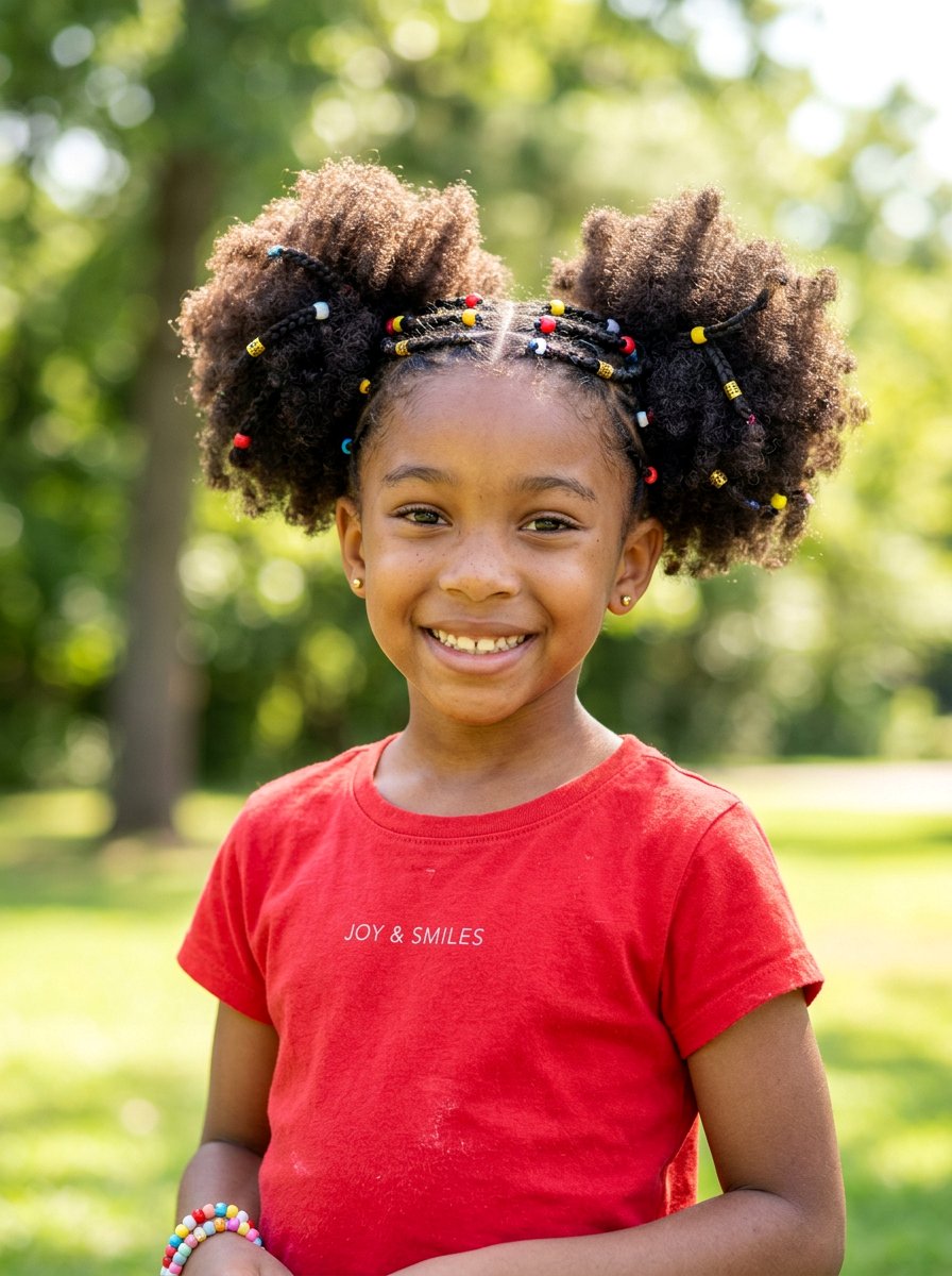 Braided Afro Puffs - 20 kids afro puff styles - 20 kids afro puff styles