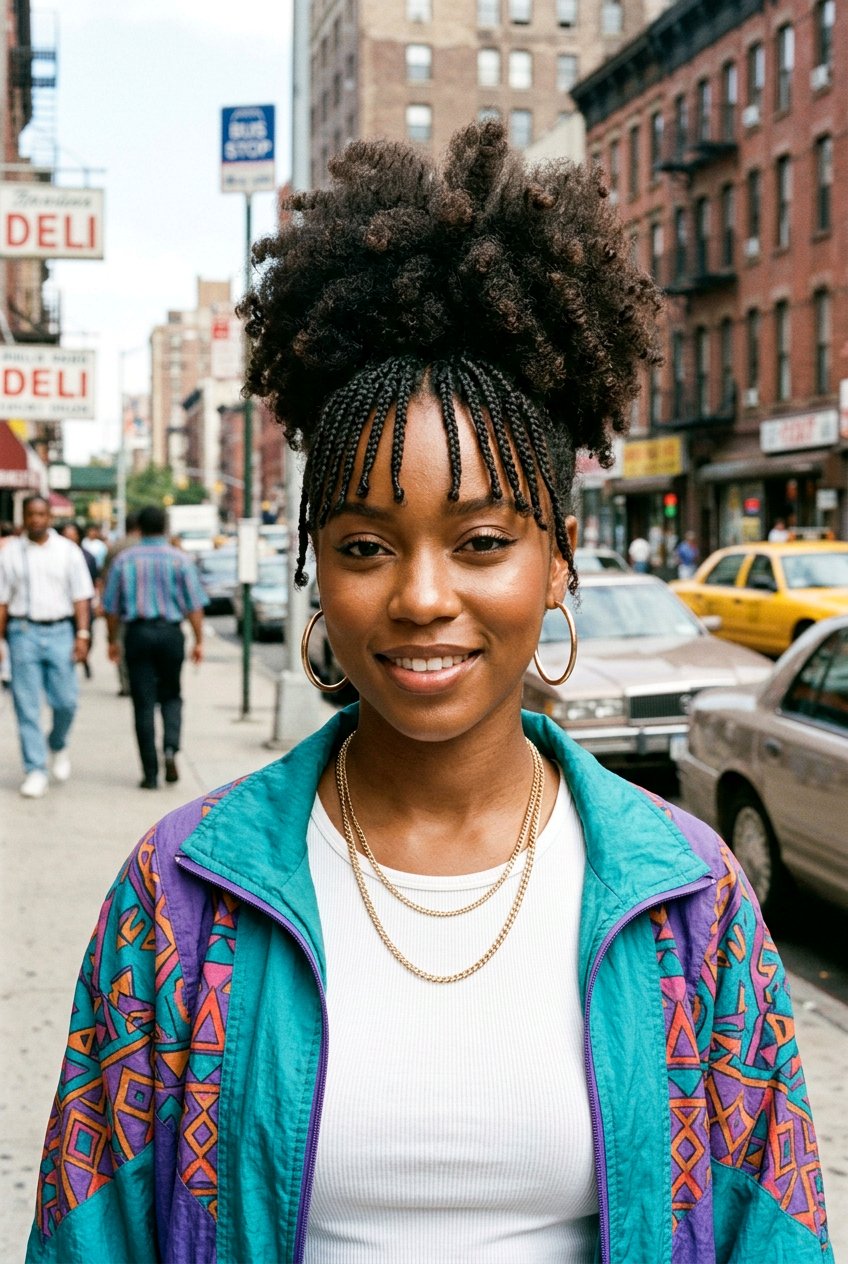 Braided Bangs With Afro Puff - 20 afro puff with braids in front - 20 afro puff with braids in front