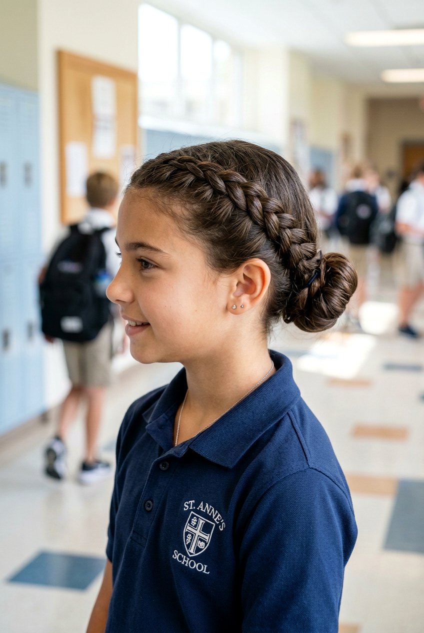 Braided Base Bun - 20 quick bun for school girls - 20 quick bun for school girls