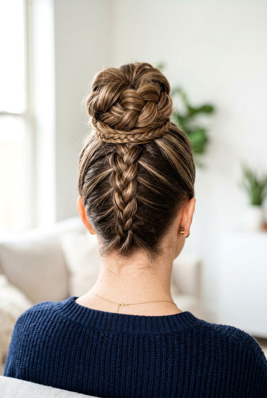 Braided Base High Bun - 20 high bun hairstyles - 20 high bun hairstyles