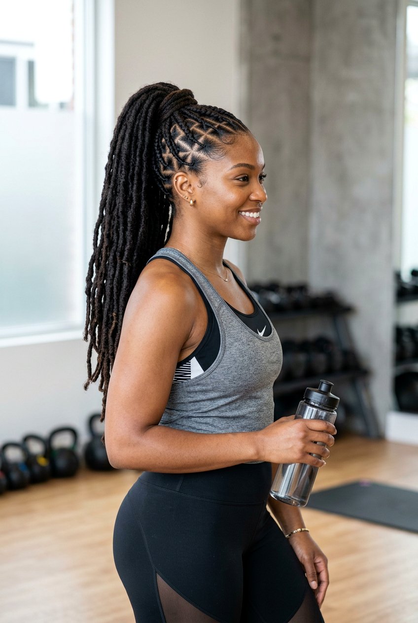 Braided Base Loc Ponytail - 20 long loc ponytail for women - 20 long loc ponytail for women