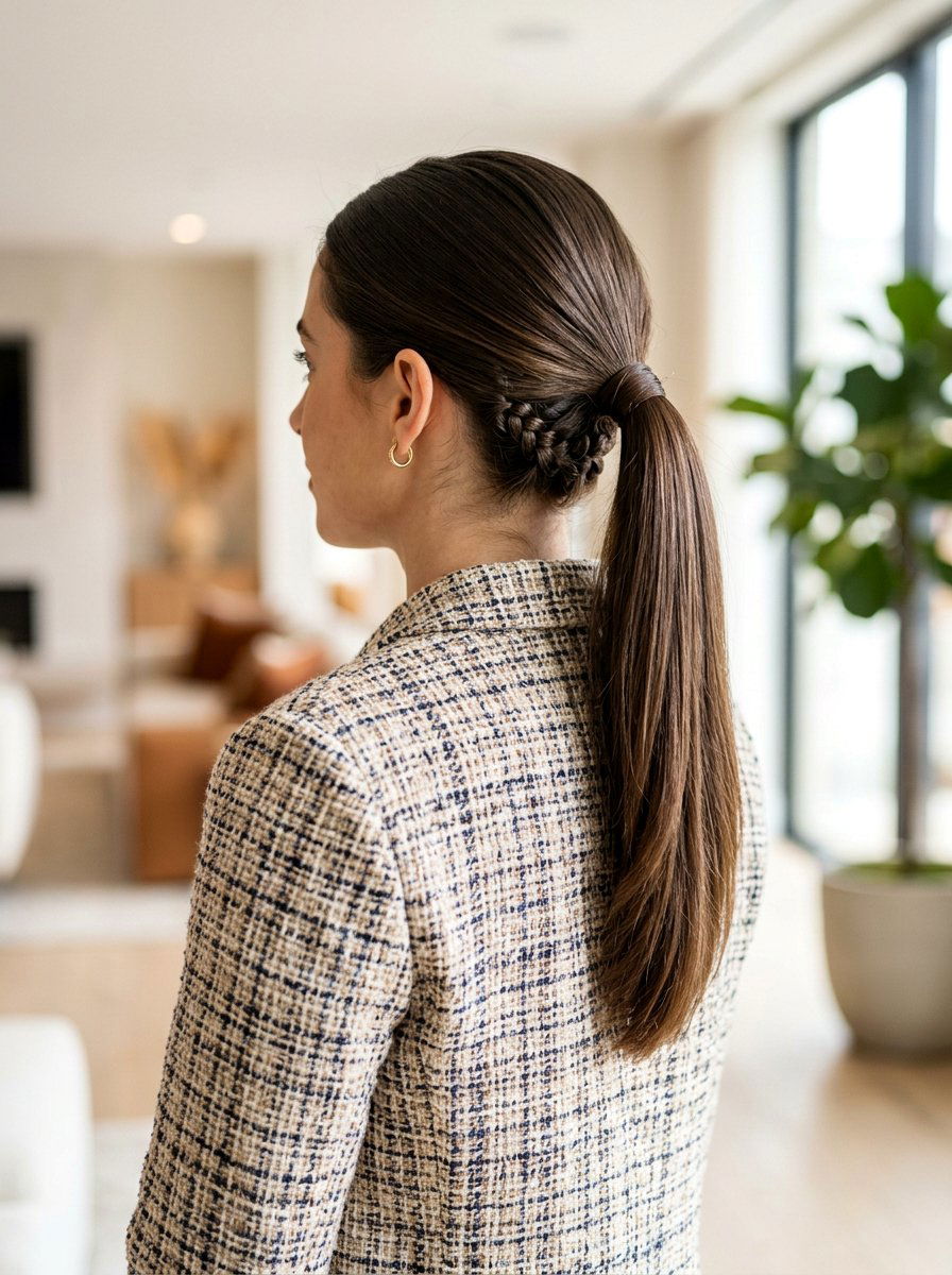 Braided Base Low Ponytail - 20 old money ponytail hairstyle - 20 old money ponytail hairstyle