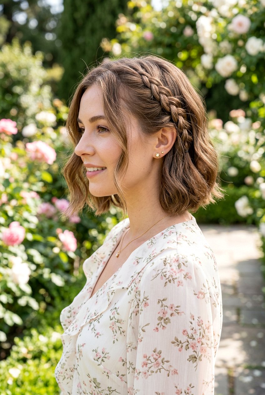 Braided Bob Detail - 20 wedding guest bob hairstyle - 20 wedding guest bob hairstyle