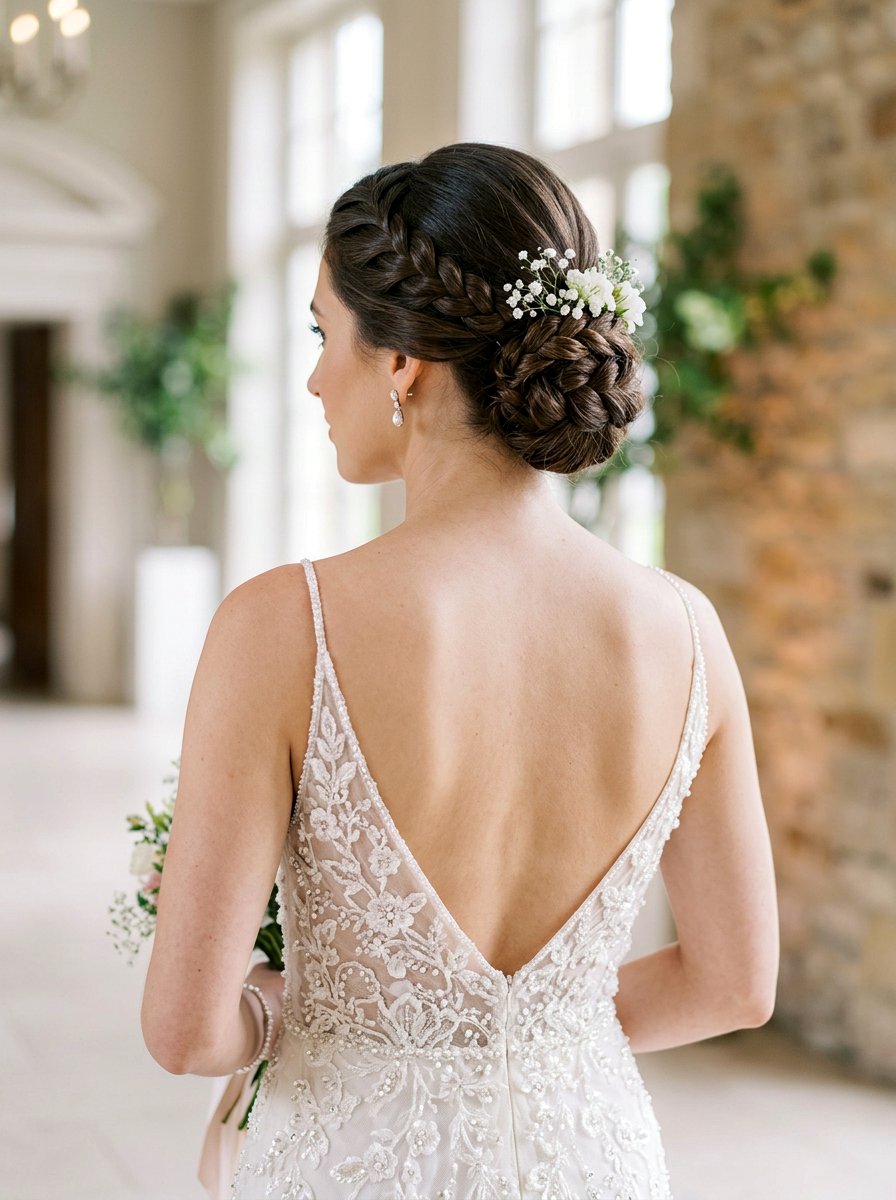 Braided Bridal Low Bun - 20 glamorous bridal hairstyle ideas - 20 glamorous bridal hairstyle ideas
