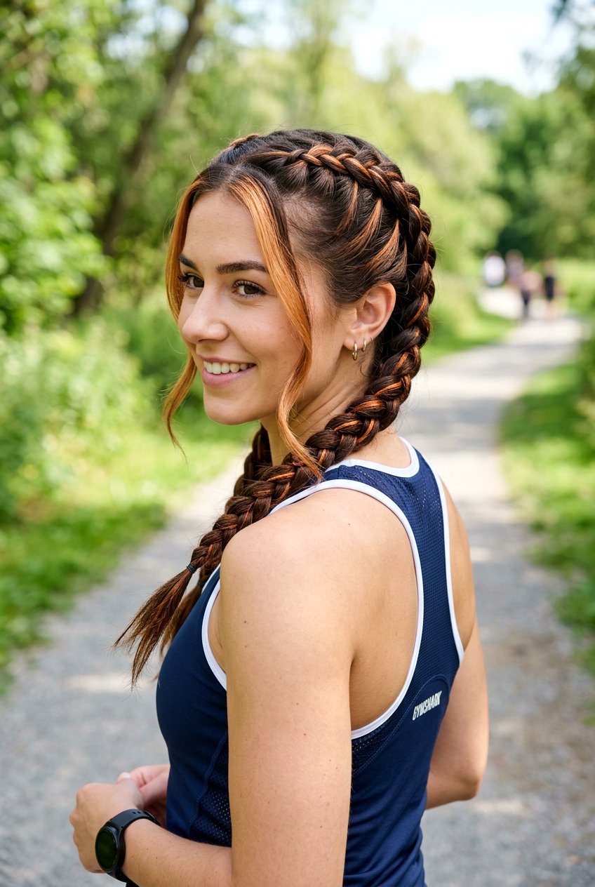 Braided Brunette Hair With Copper Money Piece - 20 brunette hair with copper money piece - 20 brunette hair with copper money piece