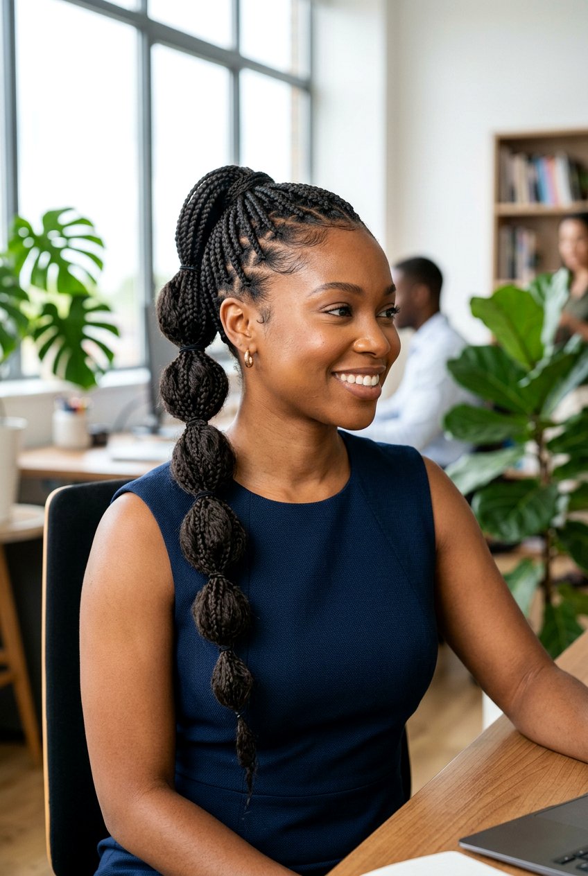 Braided Bubble Ponytail - 20 black women office braid ponytail styles - 20 black women office braid ponytail styles