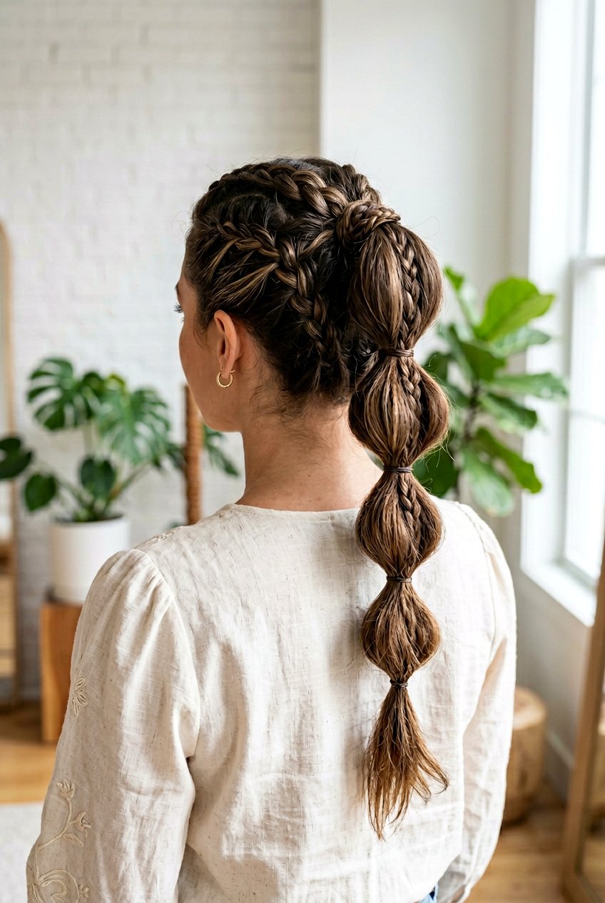 Braided Bubble Ponytail With Braided Base - 20 braided bubble ponytail - 20 braided bubble ponytail