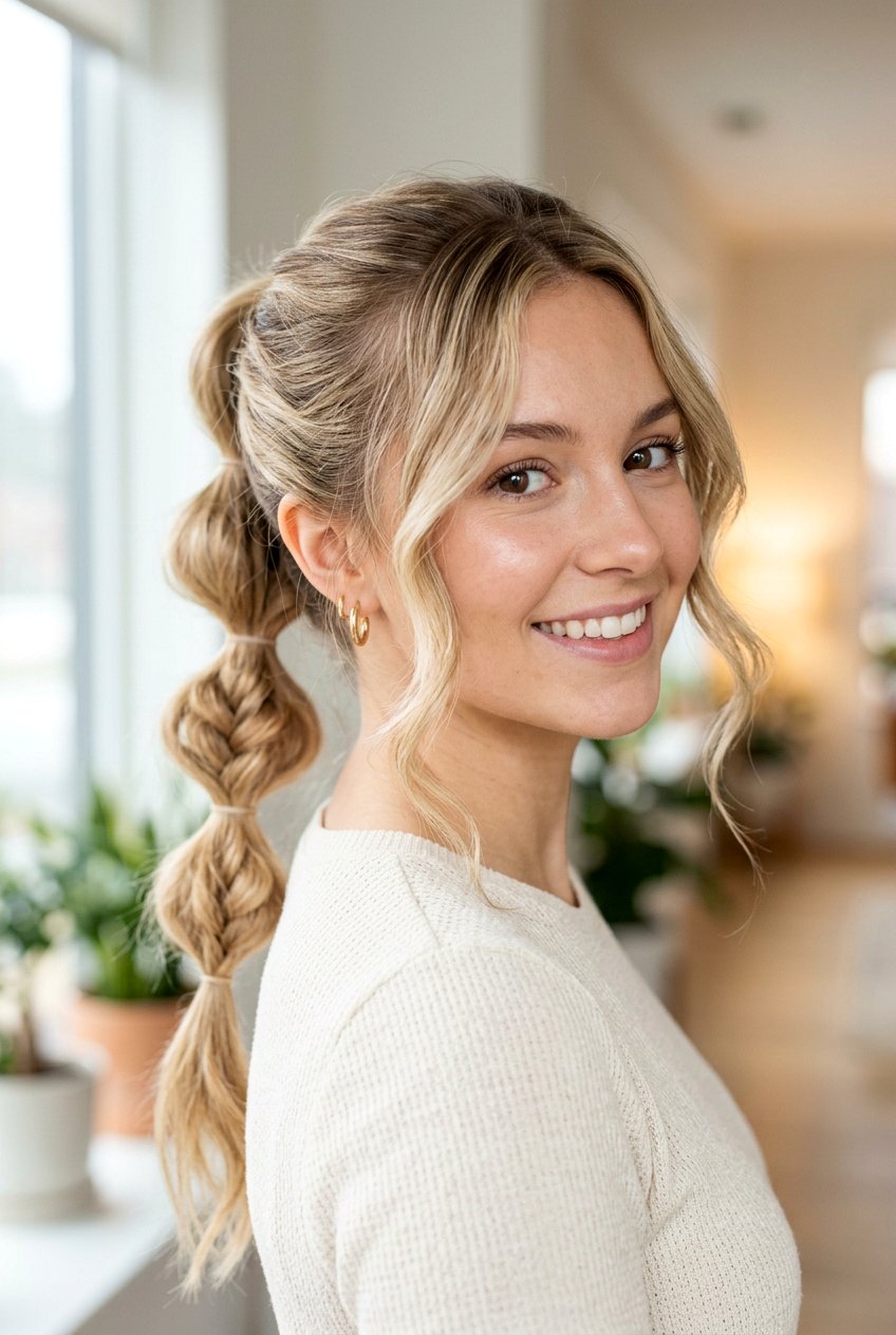 Braided Bubble Ponytail With Face Framing Pieces - 20 braided bubble ponytail - 20 braided bubble ponytail