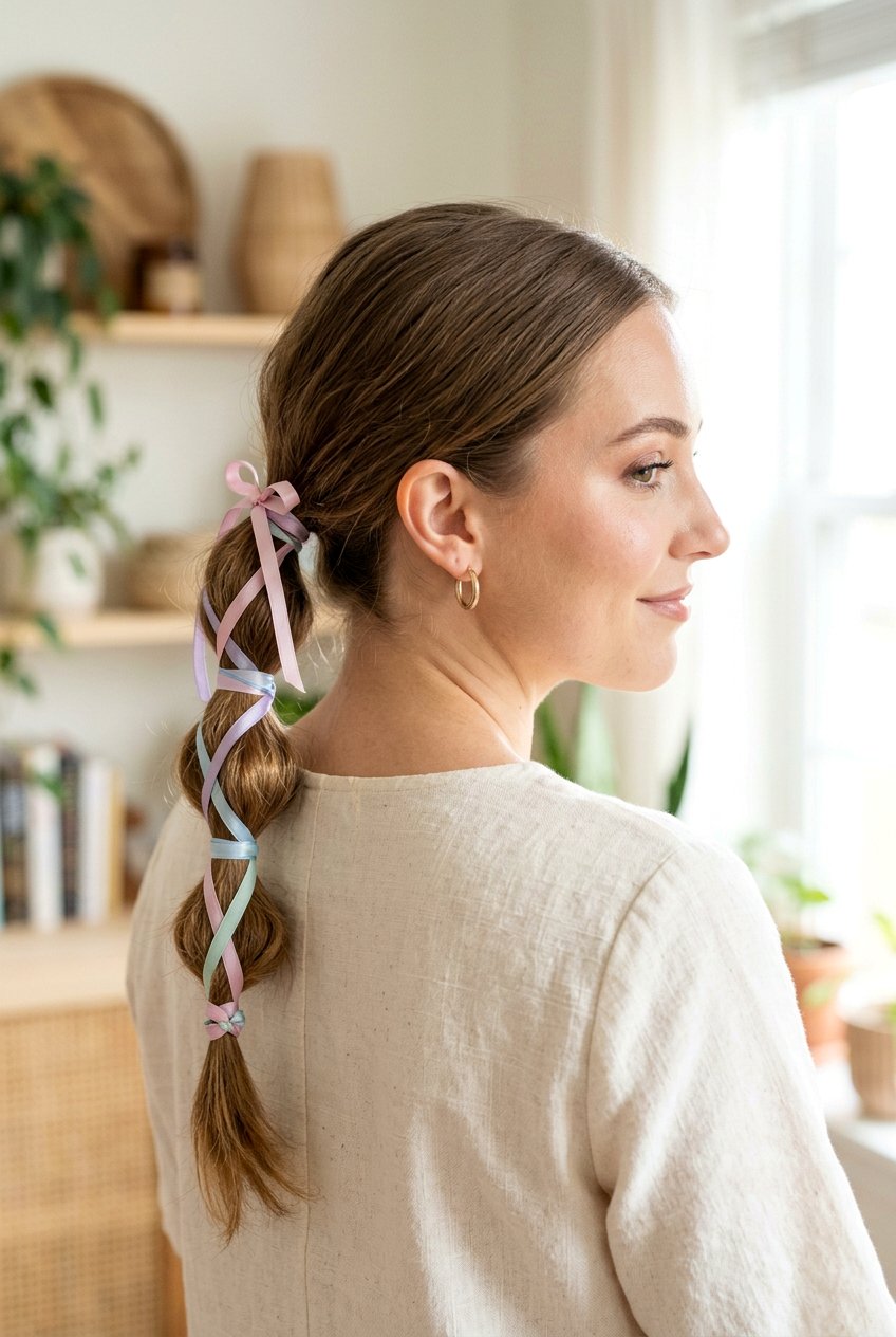 Braided Bubble Ponytail With Ribbon - 20 braided bubble ponytail - 20 braided bubble ponytail