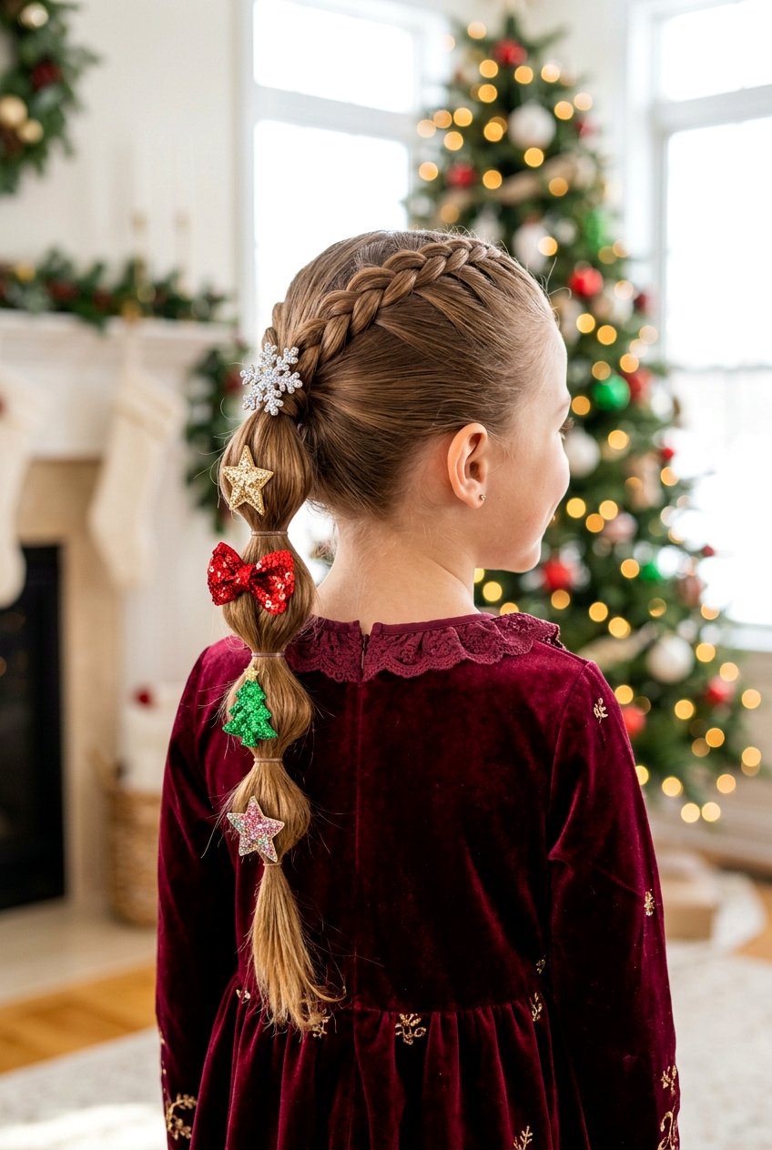 Braided Bubble Ponytail With Sparkle Clips - 20 little girls bubble ponytail with clips - 20 little girls bubble ponytail with clips