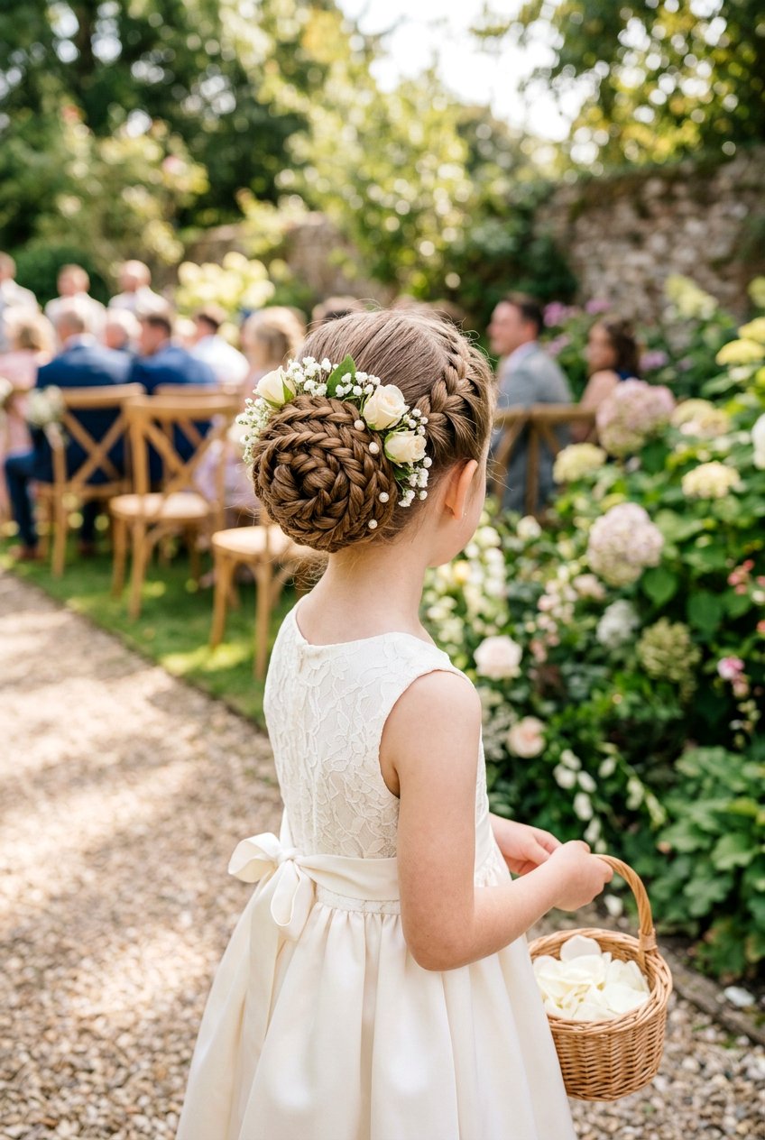 Braided Bun For Flower Girl - 20 flower girl bun hairstyle - 20 flower girl bun hairstyle