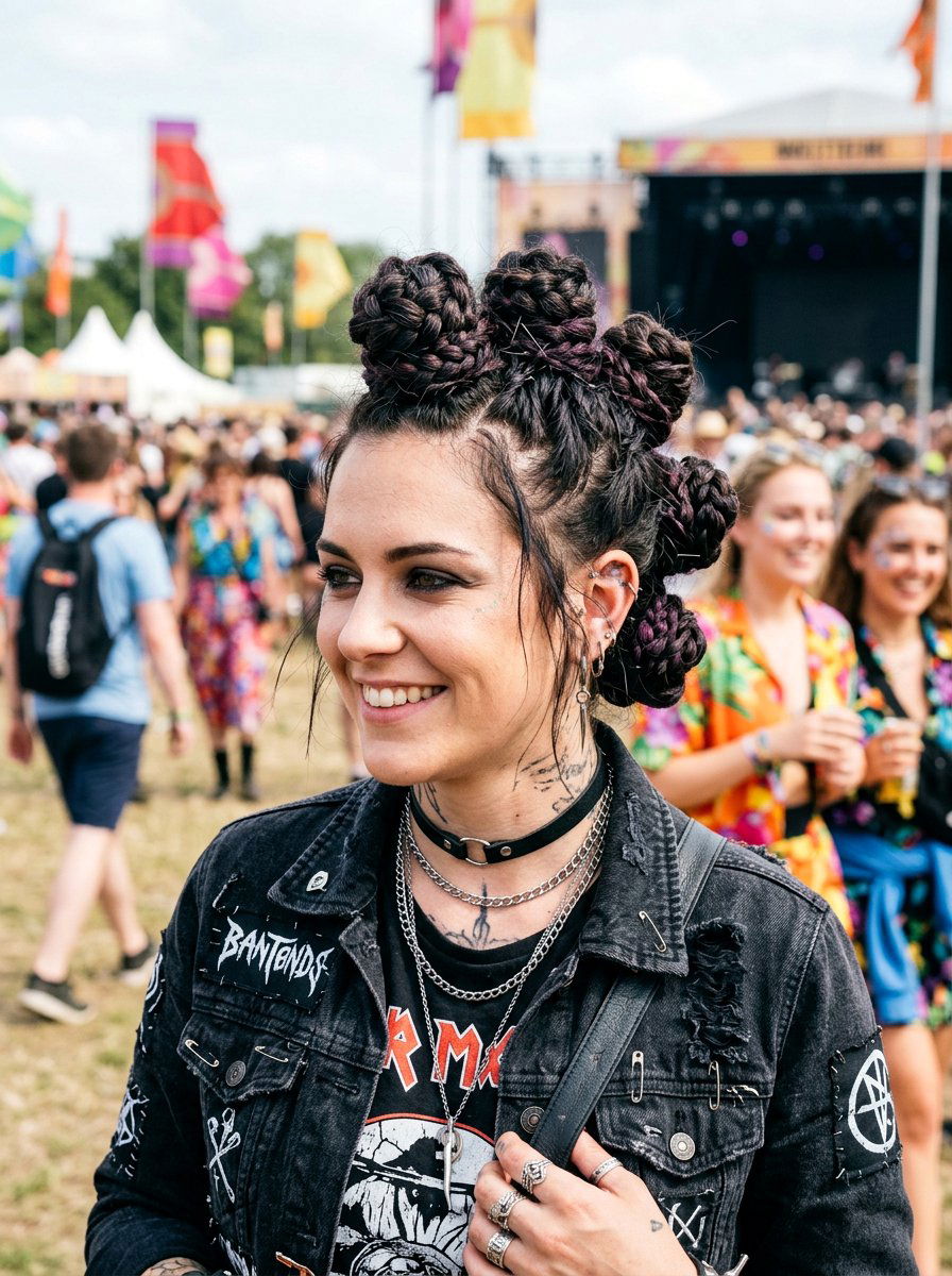 Braided Bun Mohawk For Festivals - 20 rave braid buns hairstyle - 20 rave braid buns hairstyle
