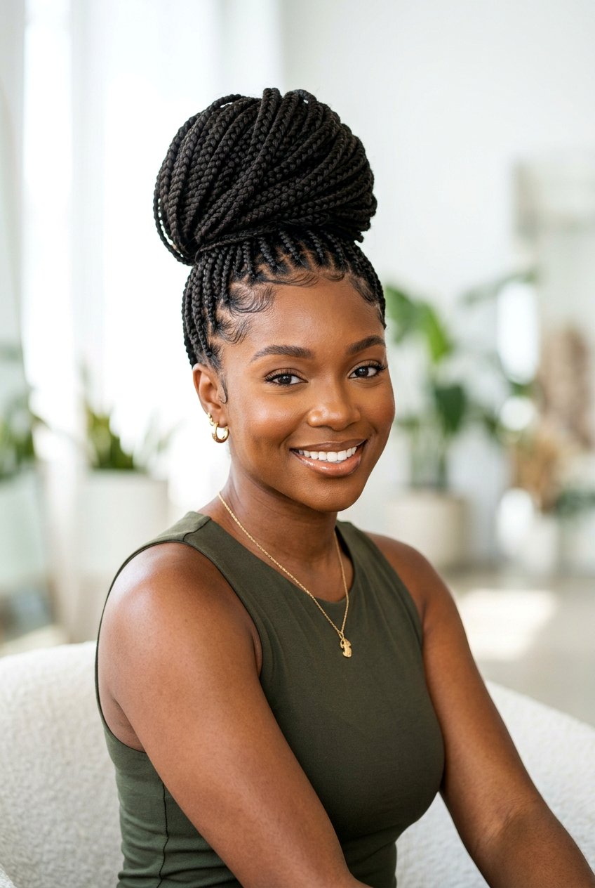Braided Bun Updo - 20 braided hairstyles for black women - 20 braided hairstyles for black women