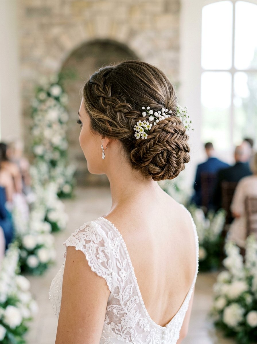 Braided Bun Wedding Hair - 20 wedding hairstyles for outdoor ceremony - 20 wedding hairstyles for outdoor ceremony