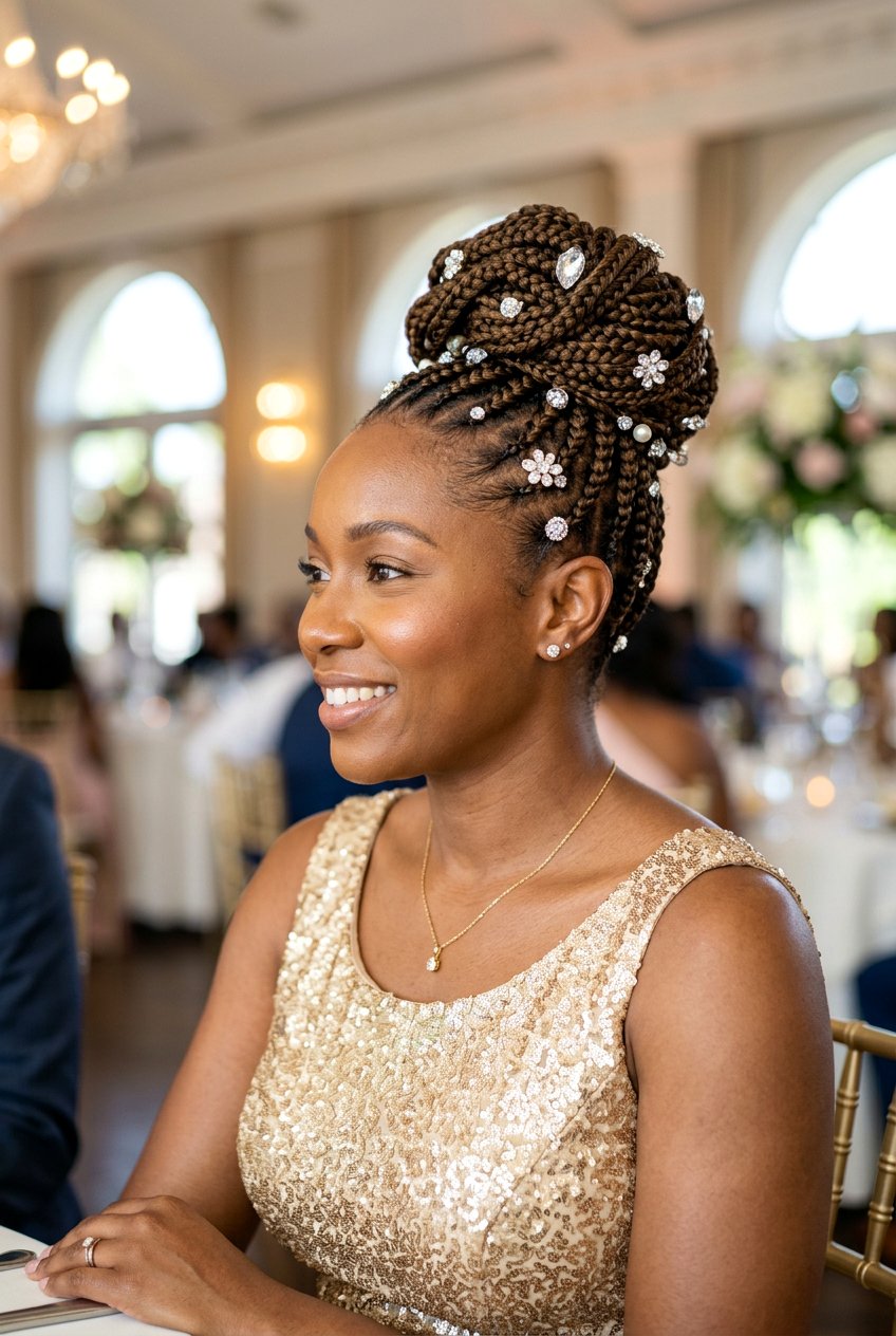 Braided Bun With Accessories - 20 black women prom braid styles - 20 black women prom braid styles