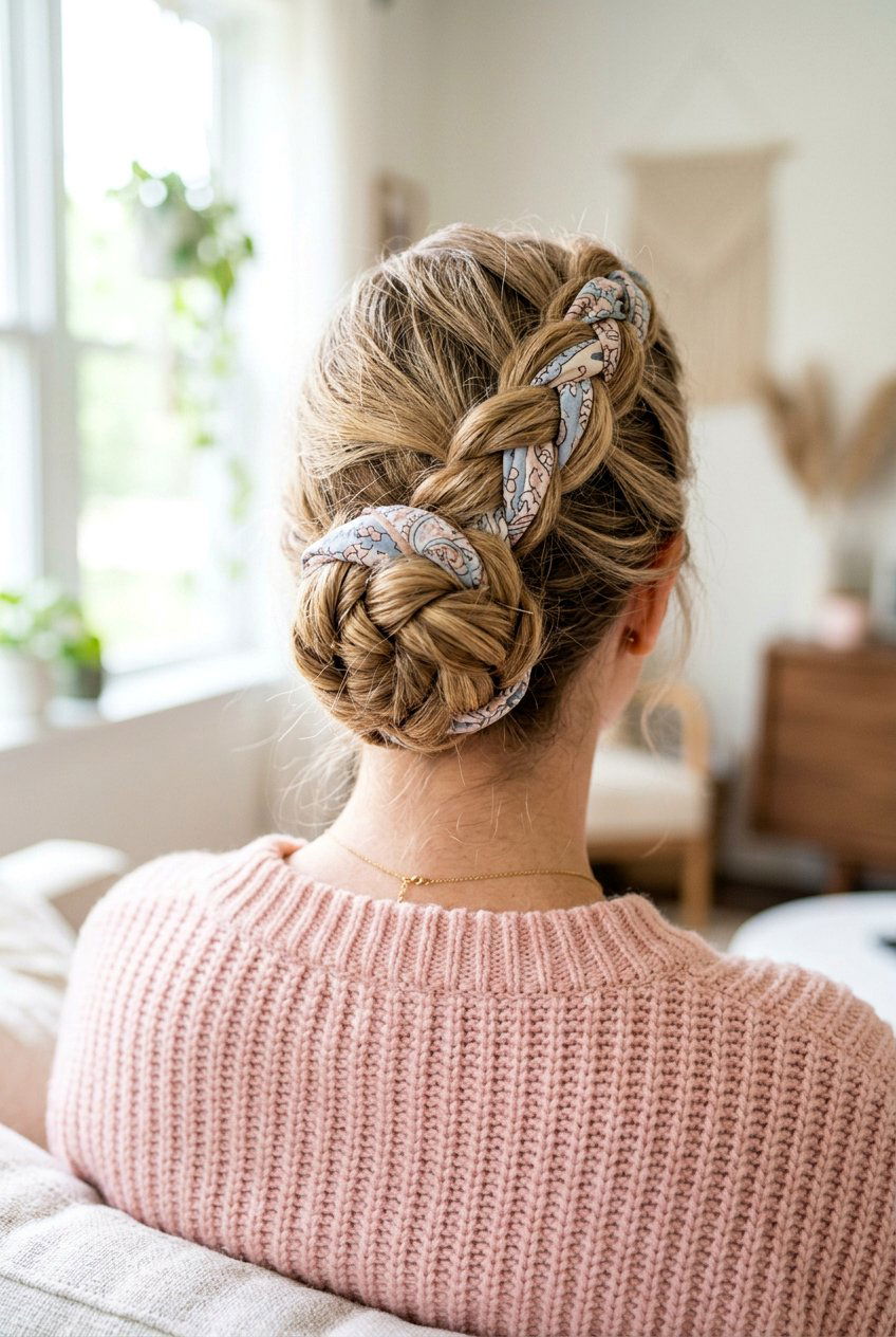 Braided Bun With Bandana - 20 bandana bun hairstyle - 20 bandana bun hairstyle
