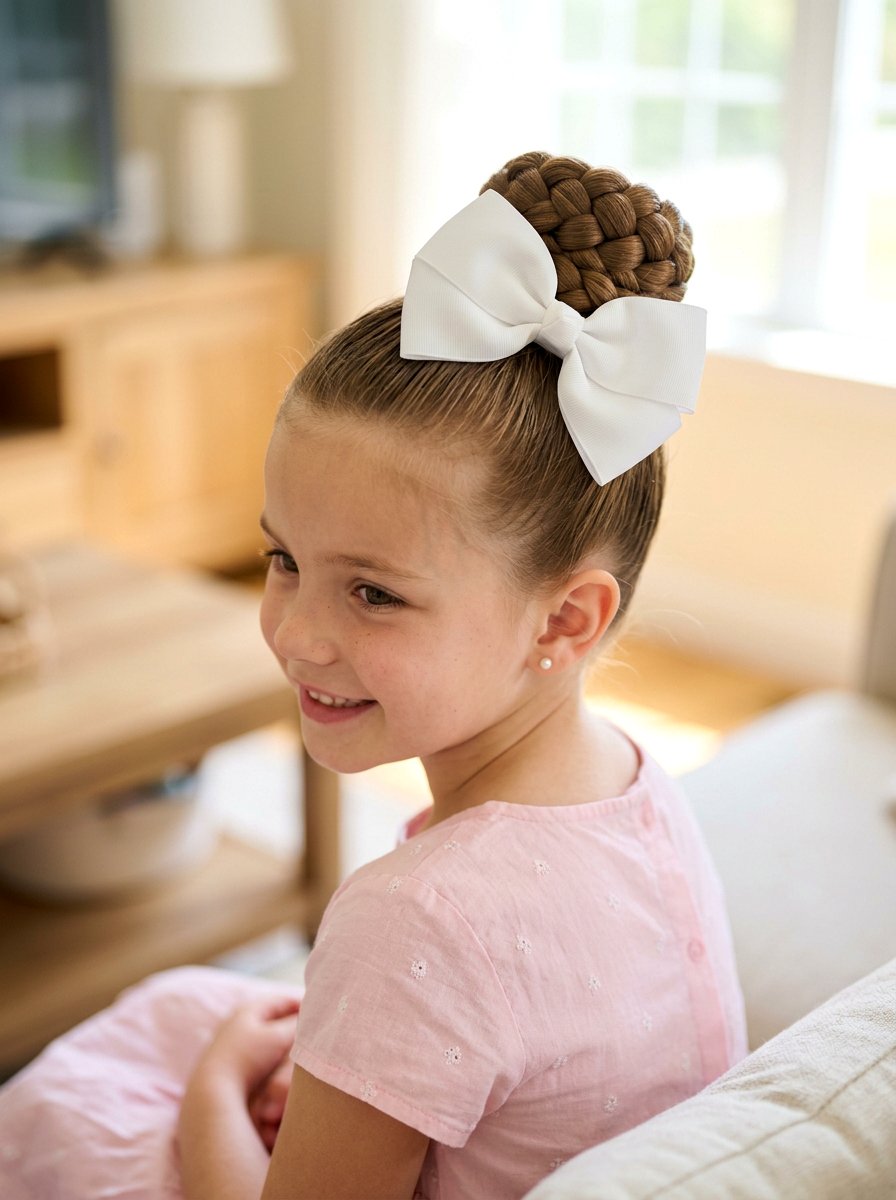 Braided Bun With Bow - 20 pageant updo for little girls - 20 pageant updo for little girls