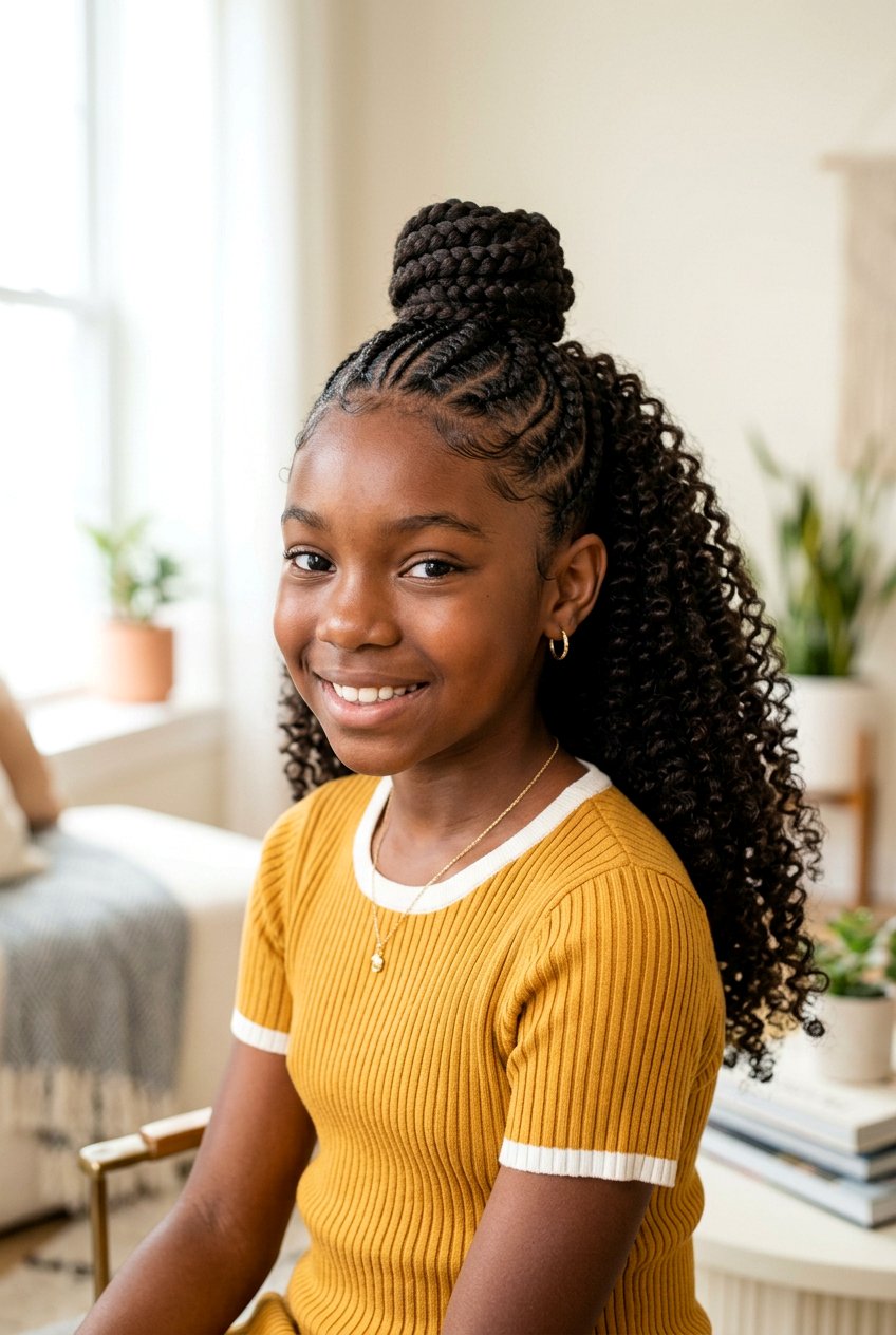 Braided Bun With Curly Ponytail For Black Girls - 20 braided buns for black girls - 20 braided buns for black girls