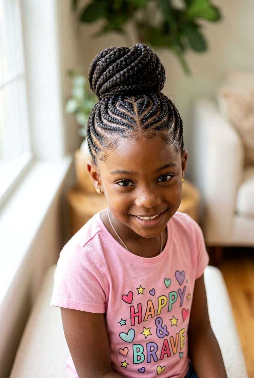 Braided Bun With Heart Design For Black Girls - 20 braided buns for black girls - 20 braided buns for black girls