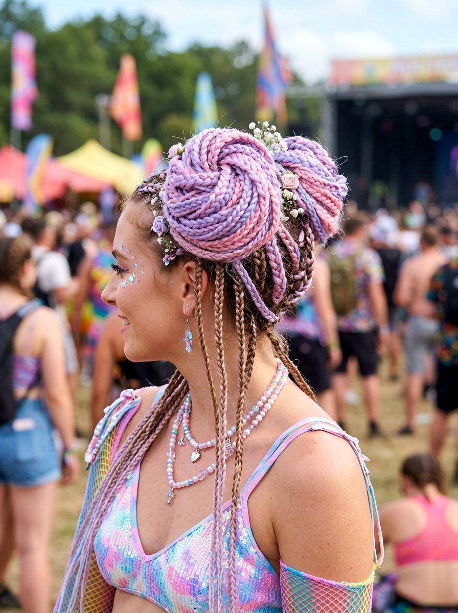 Braided Bun With Pastel Braiding Hair - 20 rave braid buns hairstyle - 20 rave braid buns hairstyle