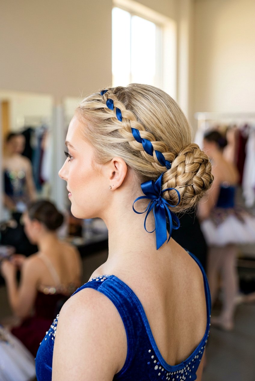 Braided Bun With Ribbon - 20 recital hairstyle with braid bun - 20 recital hairstyle with braid bun