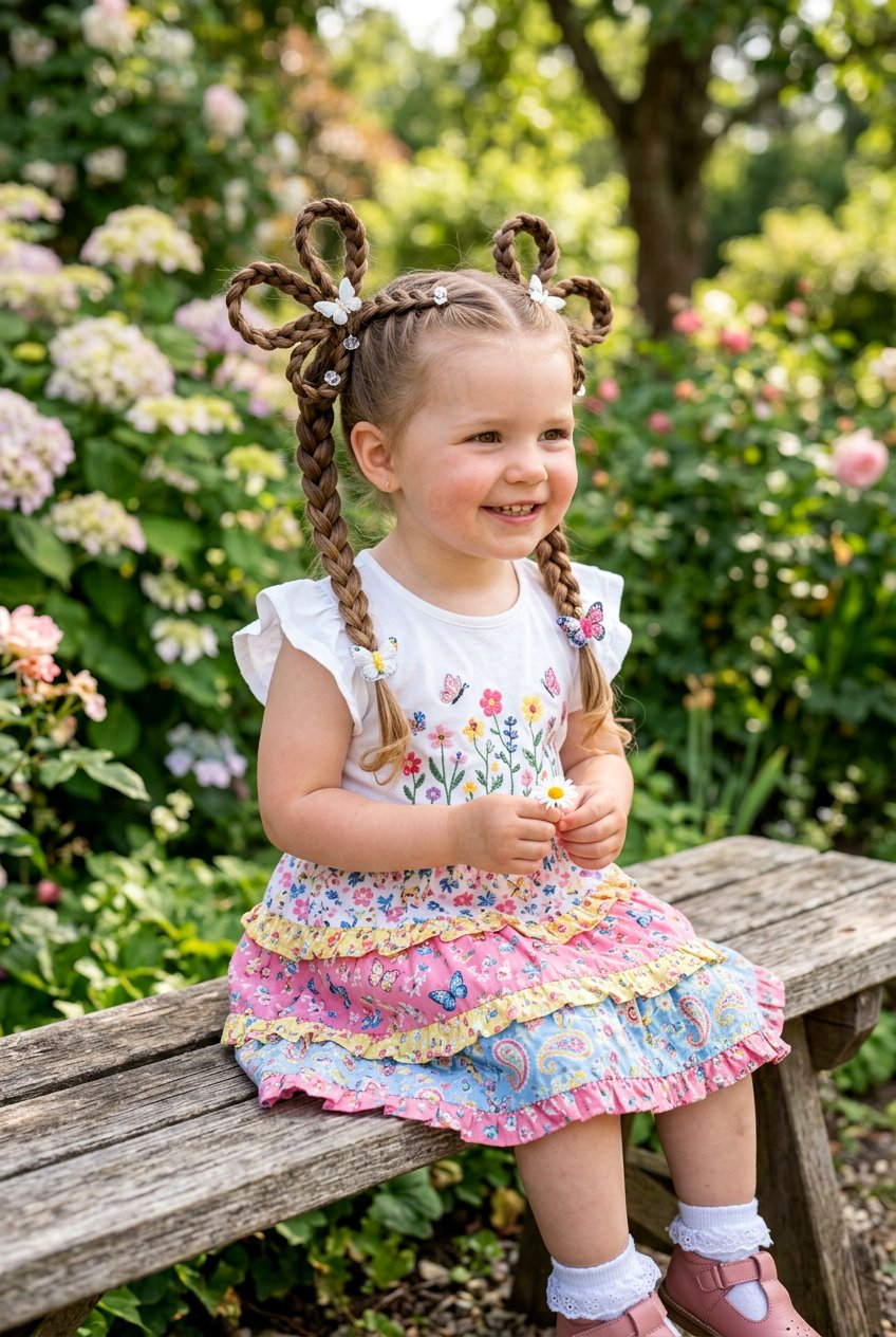 Braided Butterfly Pigtails - 20 toddler pigtail ideas - 20 toddler pigtail ideas