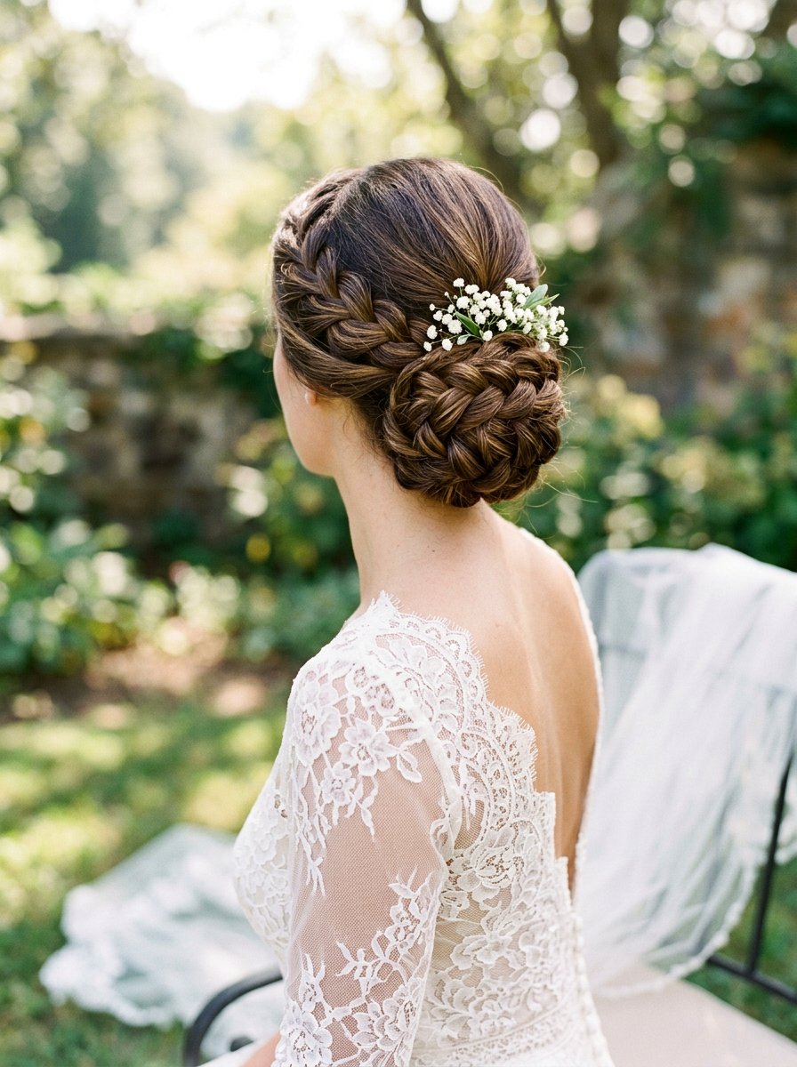 Braided Chignon - 20 wedding hairstyles for elopement - 20 wedding hairstyles for elopement