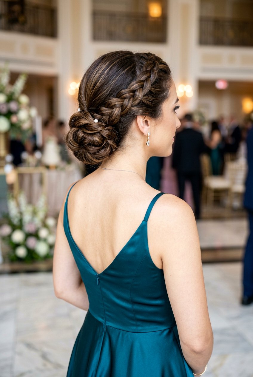 Braided Chignon - 20 mother of the bride long hairstyles - 20 mother of the bride long hairstyles