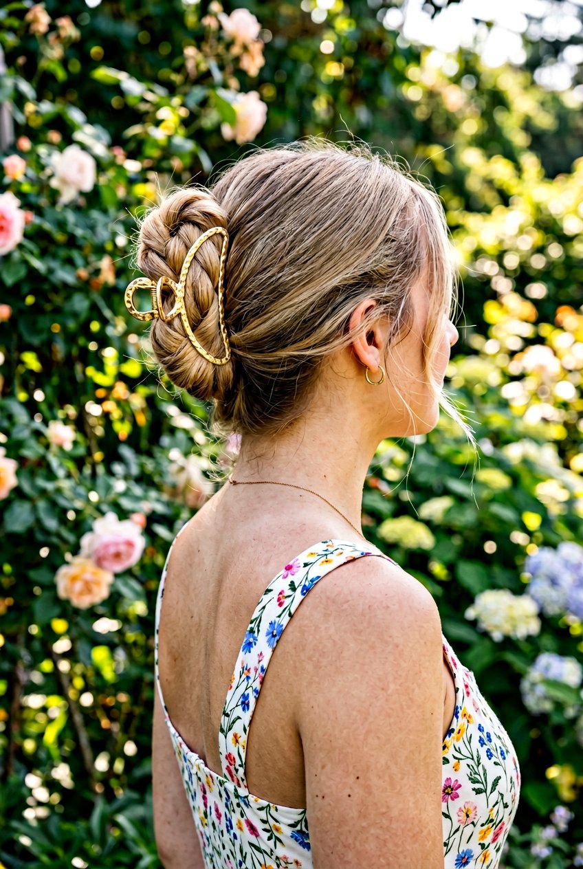 Braided Claw Clip Bun - 20 y2k bun with claw clip - 20 y2k bun with claw clip