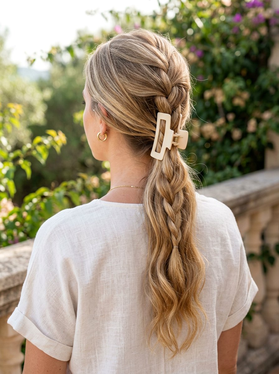 Braided Claw Clip Ponytail - 20 claw clip ponytail for fine hair women - 20 claw clip ponytail for fine hair women