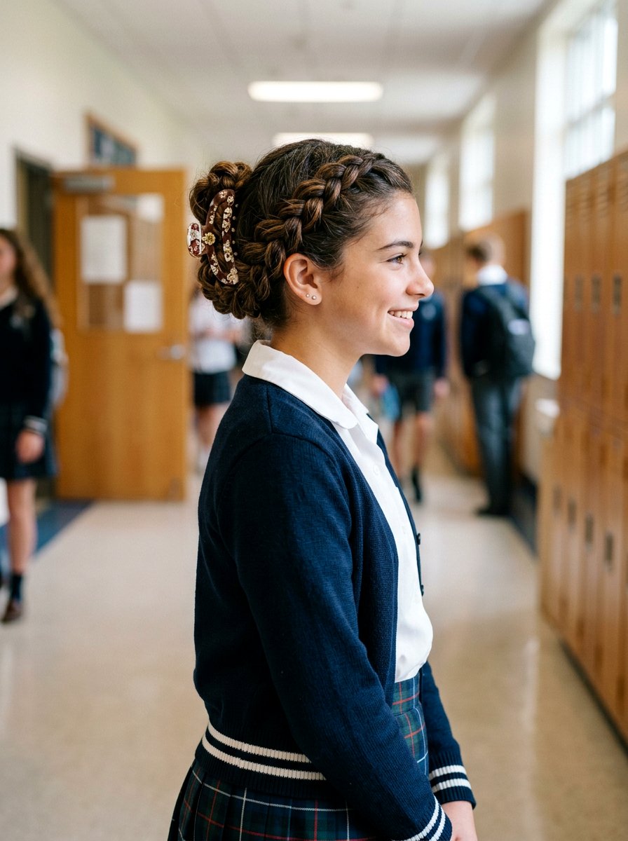 Braided Claw Clip Updo - 20 claw clip hairstyle for school girls - 20 claw clip hairstyle for school girls