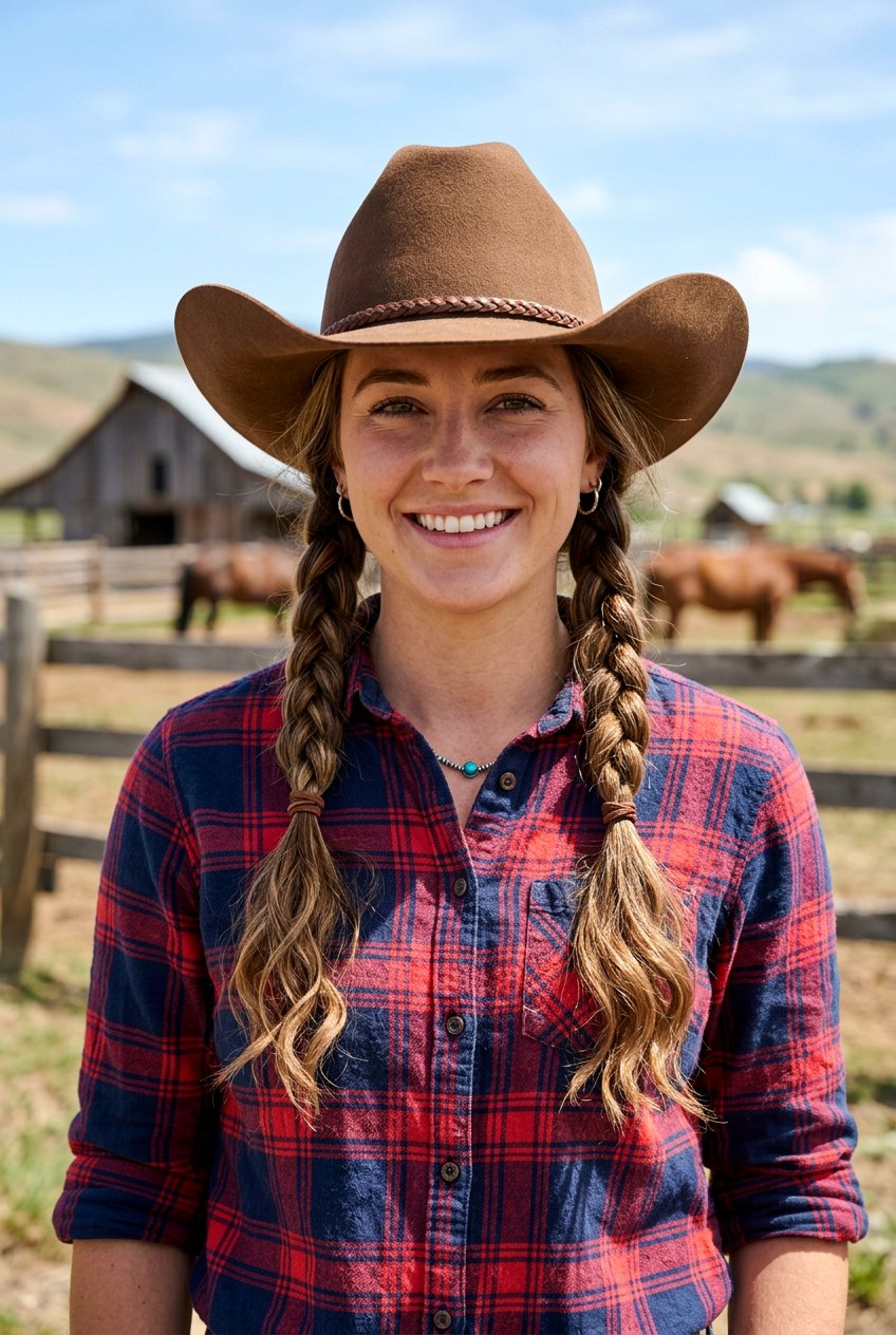 Braided Cowgirl Pigtails - 20 cowgirl hairstyles - 20 cowgirl hairstyles