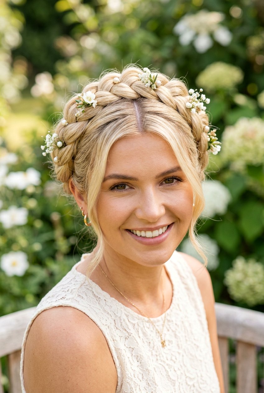 Braided Crown - 20 bridal hairstyle with center part - 20 bridal hairstyle with center part
