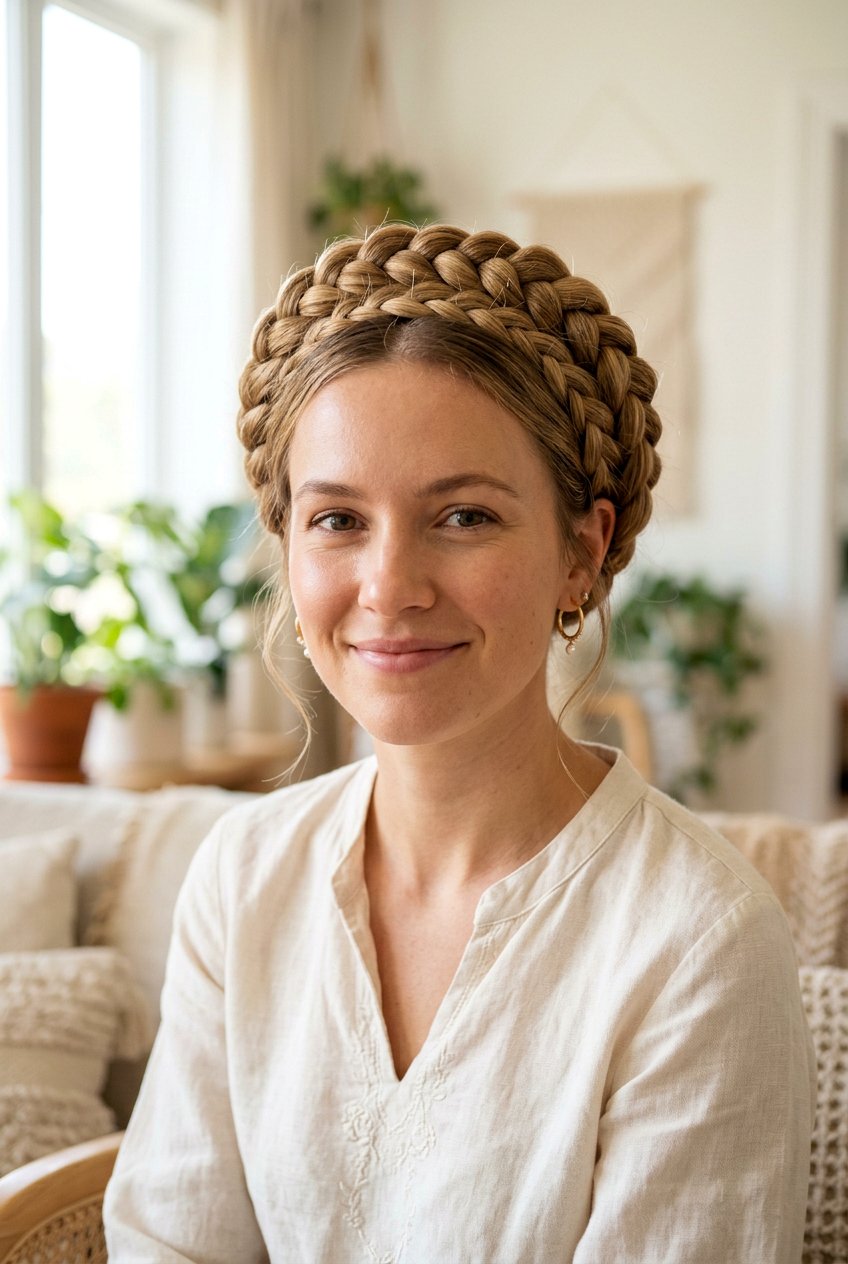 Braided Crown - 20 business casual hairstyles - 20 business casual hairstyles