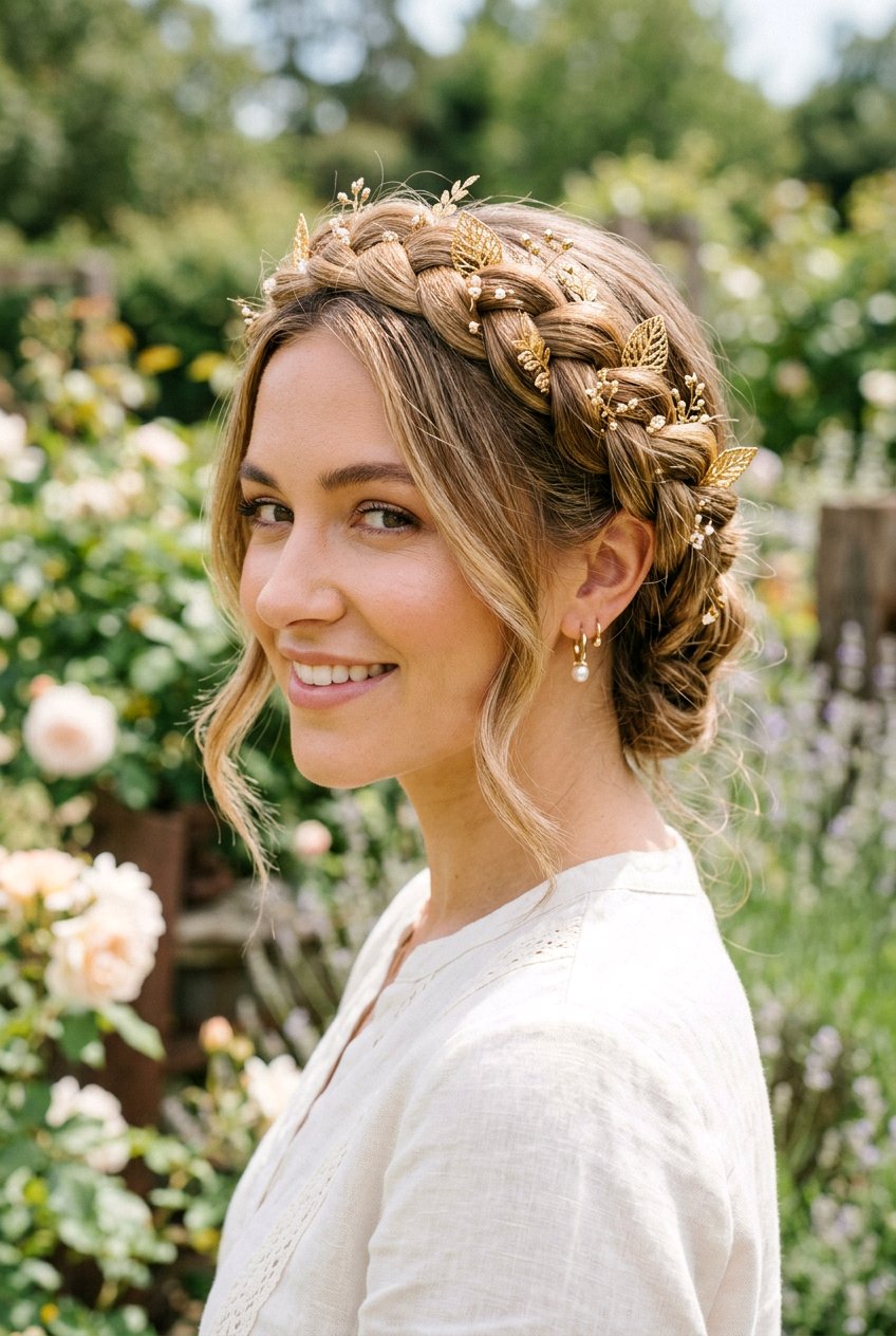 Braided Crown - 20 romantic hairstyles for weddings - 20 romantic hairstyles for weddings