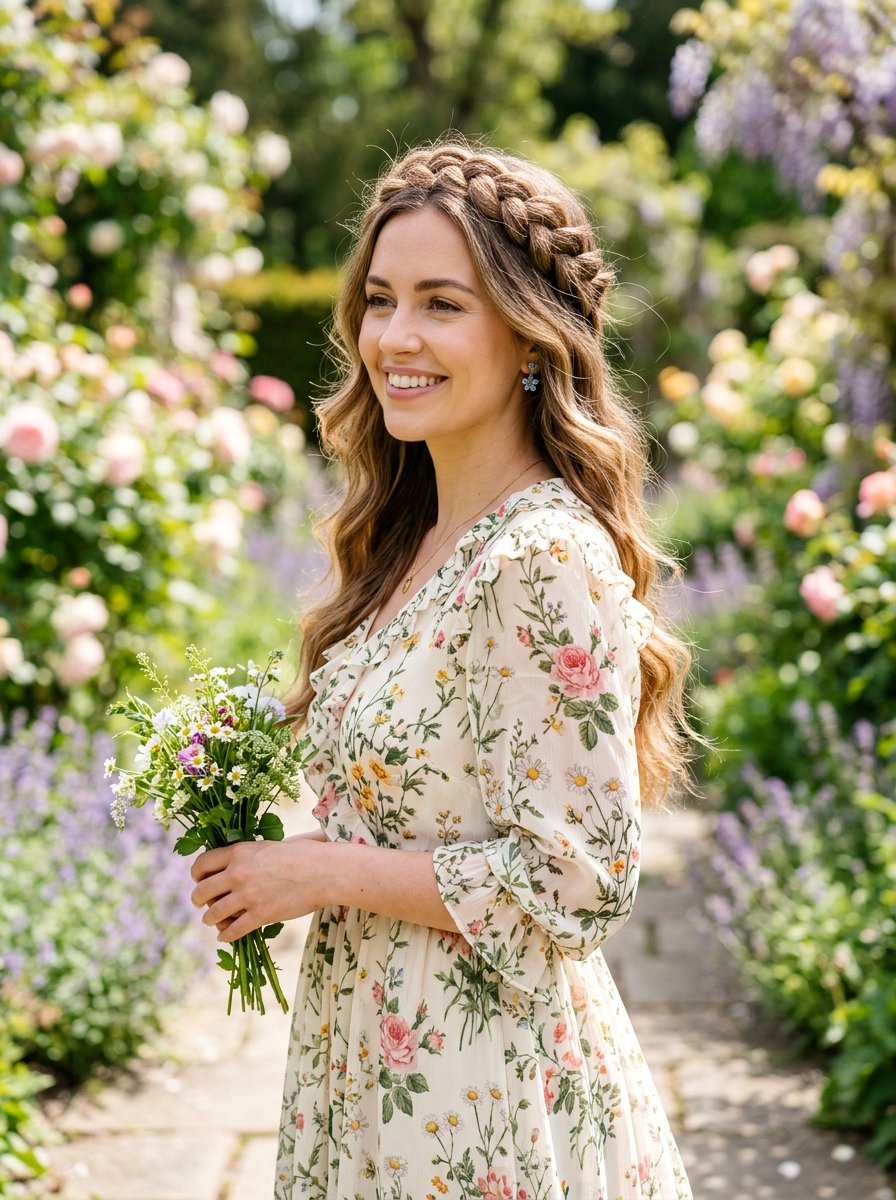 Braided Crown - 20 cute hairstyle for casual wedding guest - 20 cute hairstyle for casual wedding guest