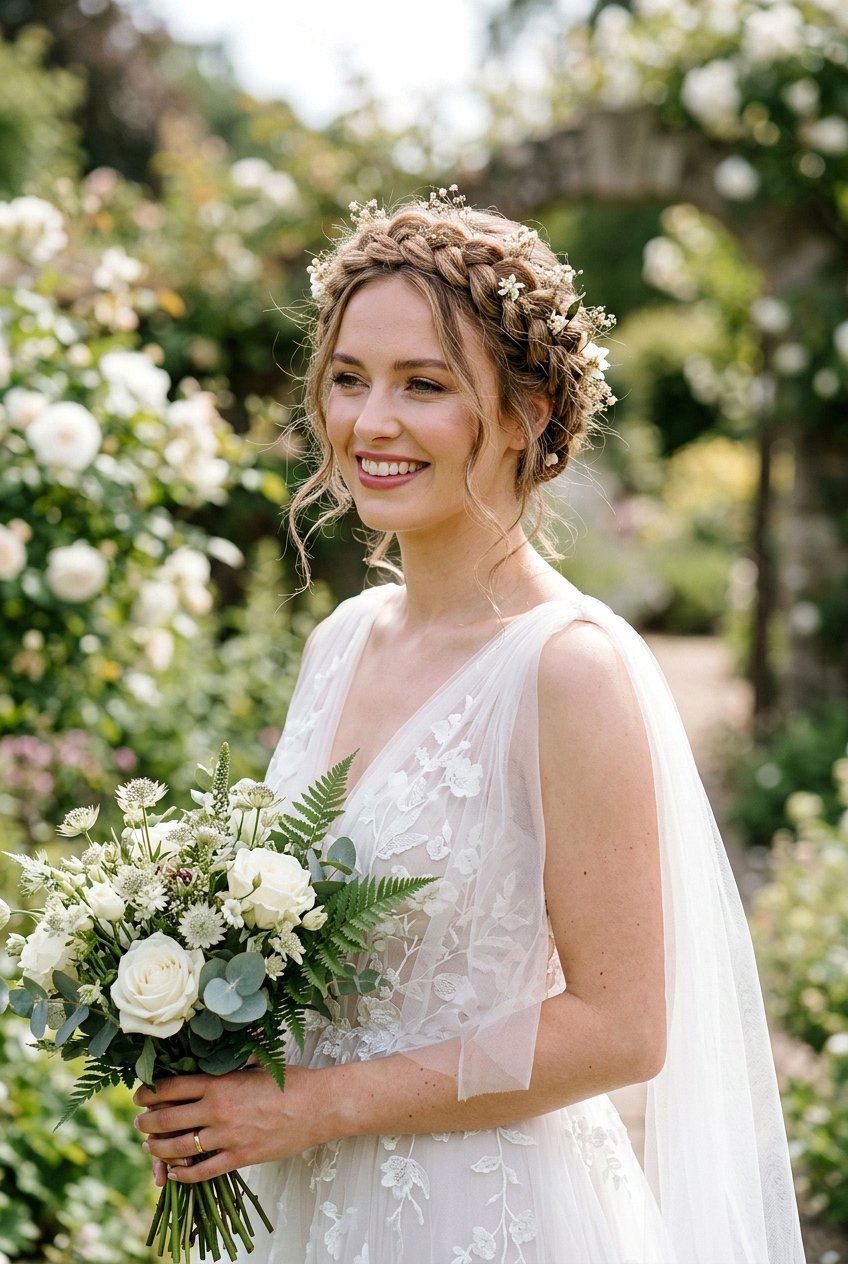 Braided Crown - 20 bridal hairstyle with soft tendrils - 20 bridal hairstyle with soft tendrils