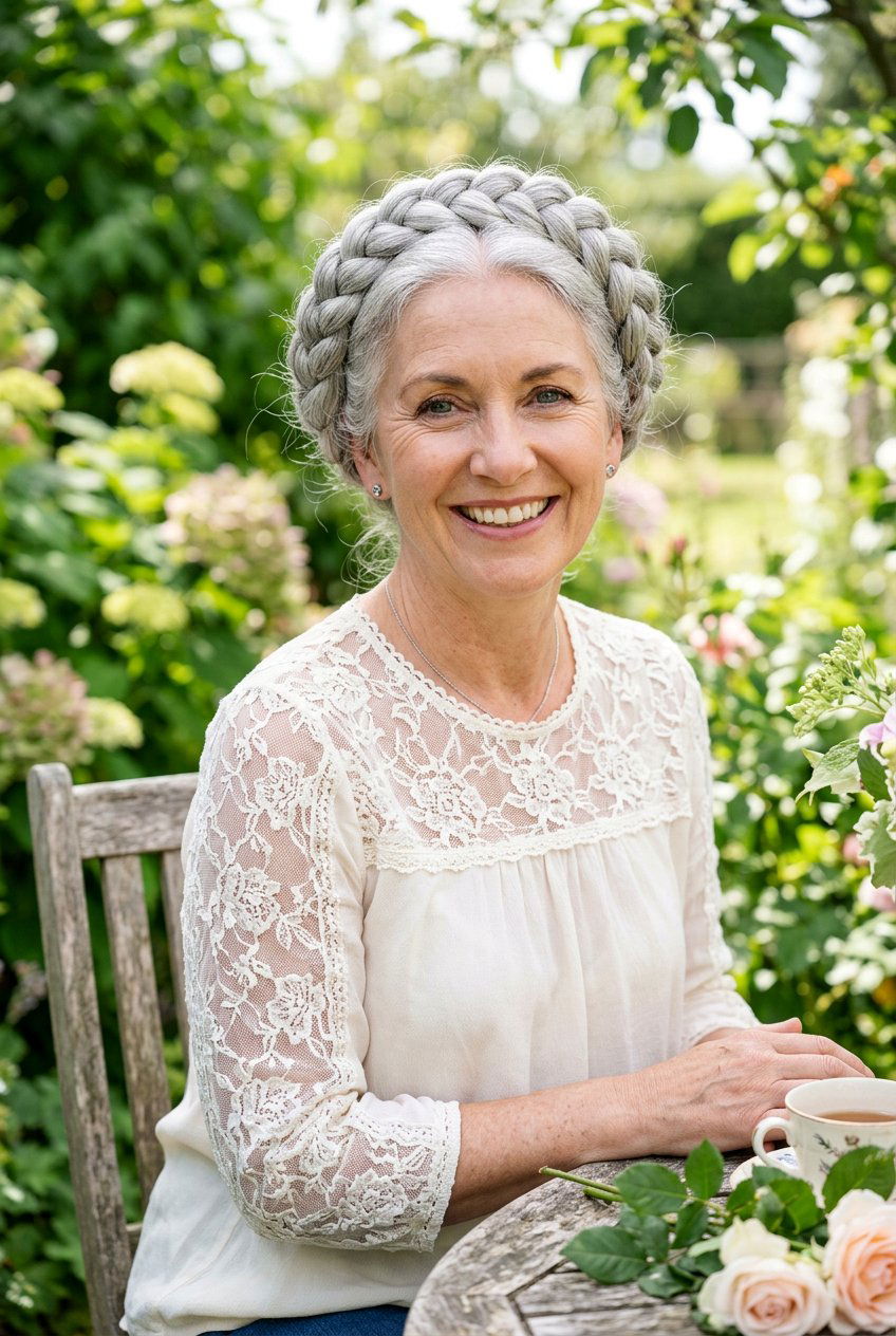 Braided Crown - 20 natural hairstyles for women over 50 - 20 natural hairstyles for women over 50