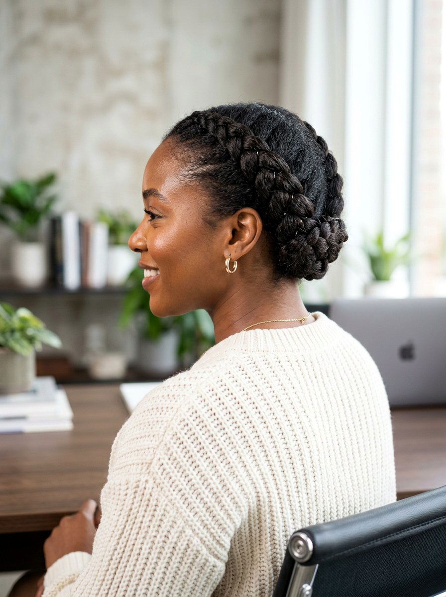 Braided Crown - 20 office protective styles for black women - 20 office protective styles for black women