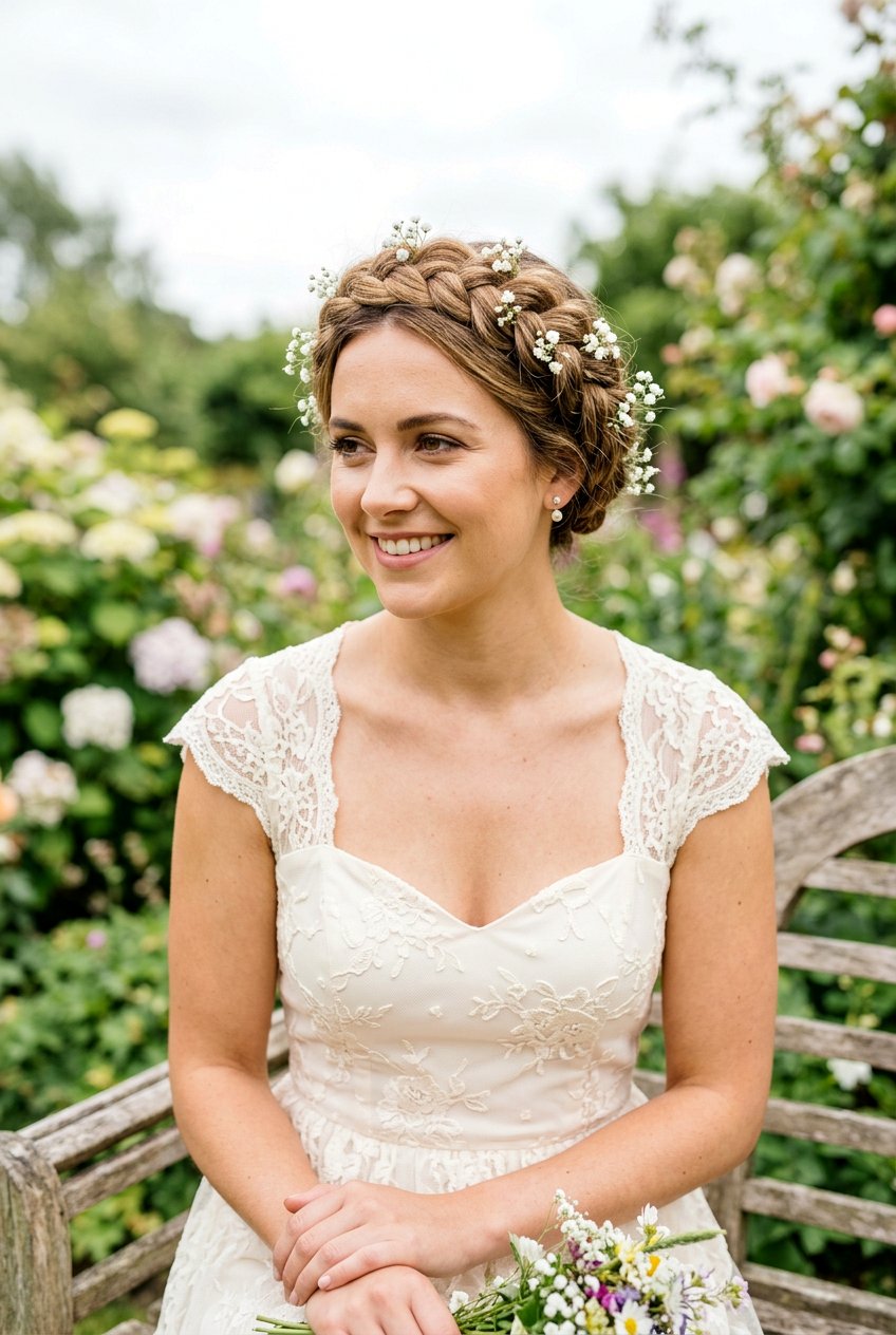 Braided Crown - 20 bridesmaid hairstyles for shoulder length hair - 20 bridesmaid hairstyles for shoulder length hair