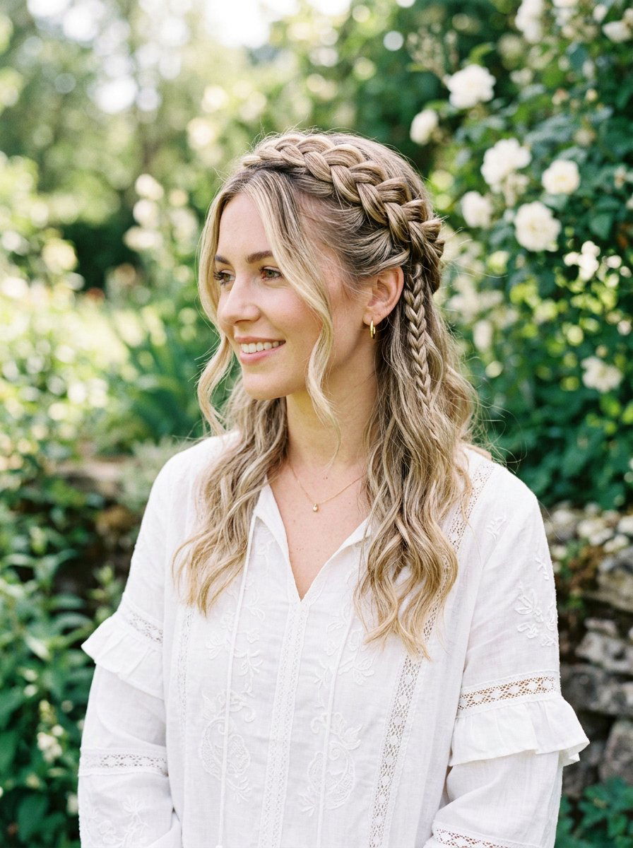 Braided Crown - 20 simple hairstyle for beach trip - 20 simple hairstyle for beach trip
