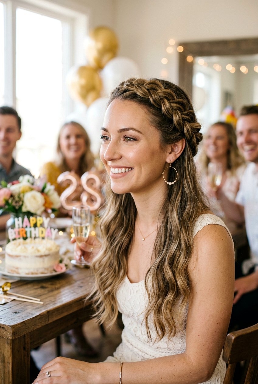 Braided Crown Birthday Look - 20 birthday hairstyles for women - 20 birthday hairstyles for women