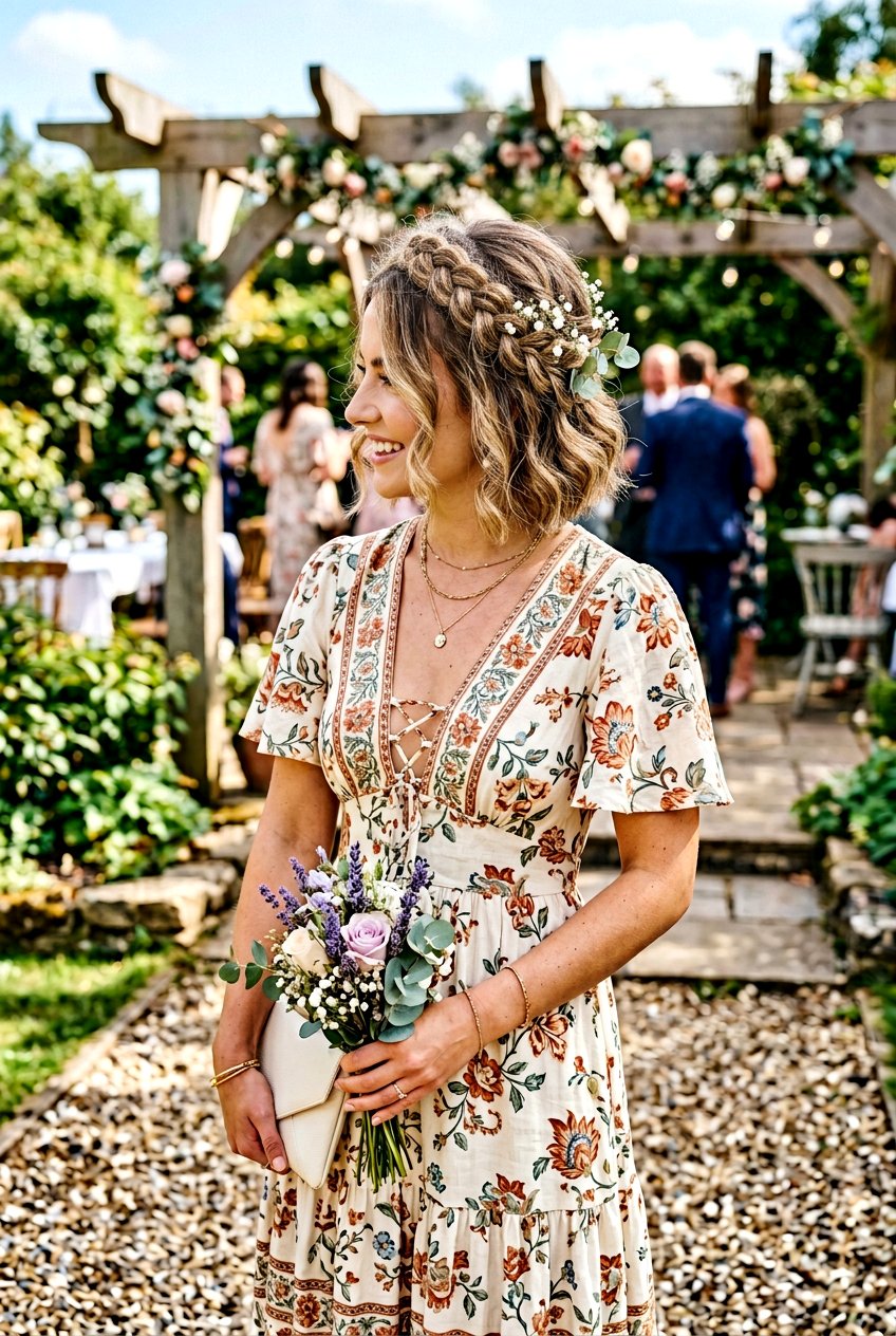 Braided Crown Bob - 20 wedding guest bob hairstyle - 20 wedding guest bob hairstyle