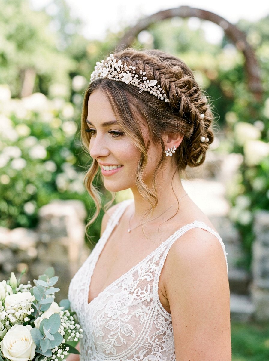 Braided Crown Bridal Hairstyle - 20 romantic bridal hairstyle for long hair - 20 romantic bridal hairstyle for long hair